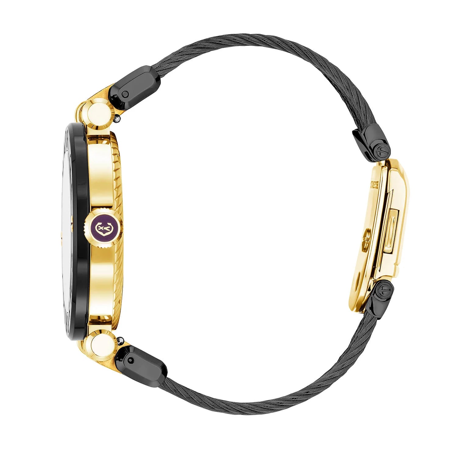 NAVIGATOR CRUISE, 41MM, CUARZO CALIBRE, NEGRO CON 2 ÁRBITROS AMARILLOS Y 9 ÍNDICES, ACERO NEGRO PVD "CHARRIOL CHARRIOL " CON 2 TORNILLOS BEZEL, ACERO NEGRO PVD PULSERA INTERCAMBIABLE CON ORO AMARILLO - © 2024 Charriol - Watch