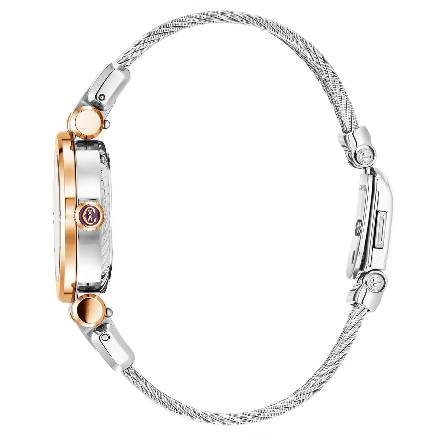 NAVIGATOR CRUISE, 28MM, CALIBRE CUARZO, PERLA BLANCA CON 12 DIAMANTES, PVD ORO ROSADO ACERO CON 2 TORNILLOS, PULSERA DE ACERO CON CABLE INTERCAMBIABLE PVD ORO ROSADO - © 2024 Charriol - Relojes