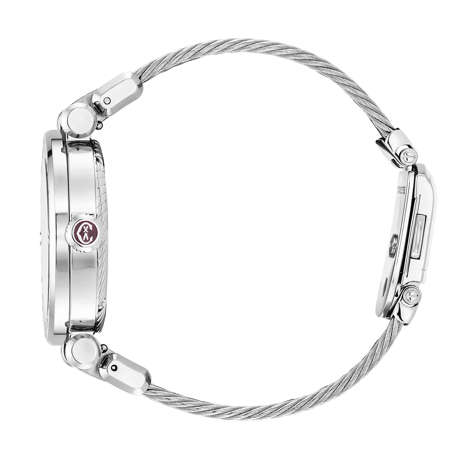 NAVIGATOR CRUISE36MM, CUARZO CALIBRE, PERLA MADRE CON 10 DIAMANTES DIAL, "CHARRIOL CHARRIOL " BEZEL, CABLE DE ACERO CORREA INTERCAMBIABLE - Charriol Geneve - Relojes