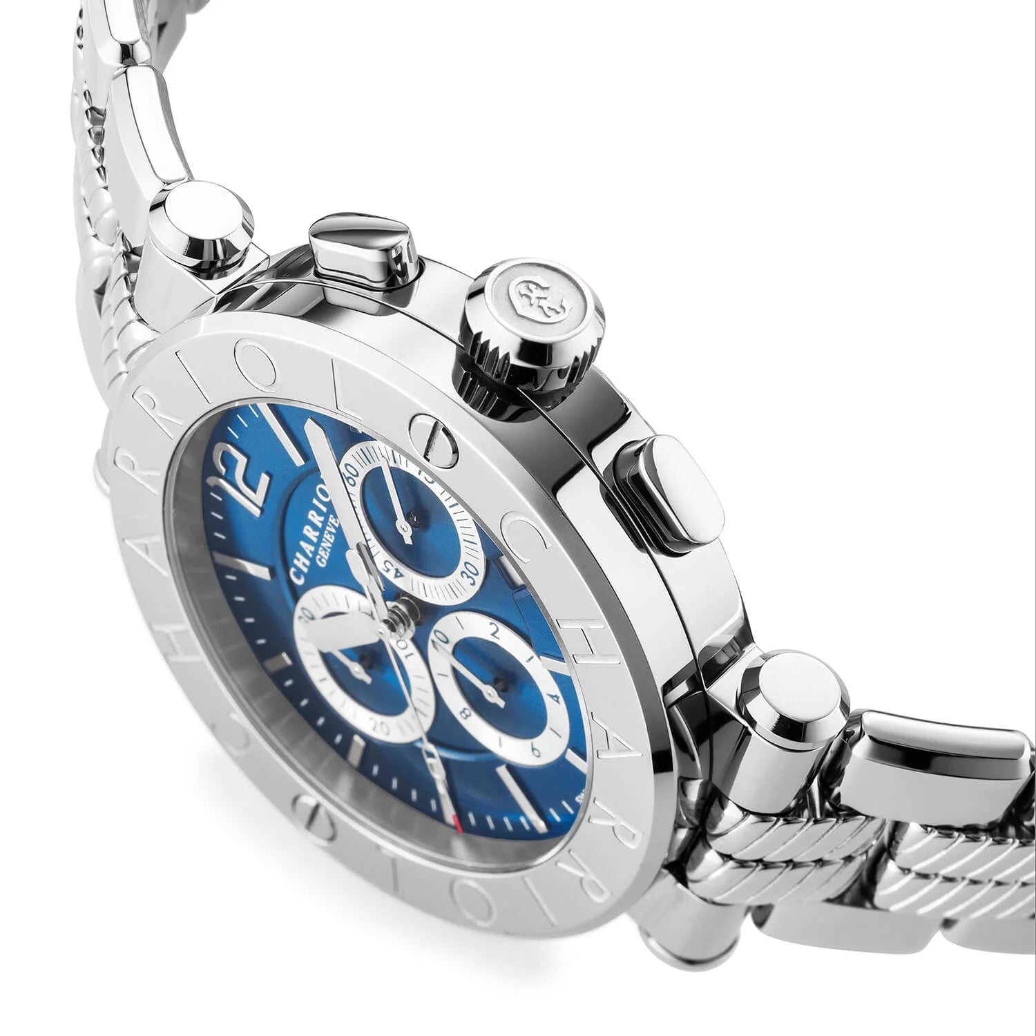 NAVIGATOR CRUISE, 41MM, CUARZO CRONÓGRAFO CALIBRE, AZUL CON 3 ESPEJOS DE RODIO Y DIAL INDEX, ACERO "CHARRIOL CHARRIOL " CON 2 TORNILLOS BEZEL, ACERO METAL PULSERA INTERCAMBIABLE - © 2024 Charriol - Reloj