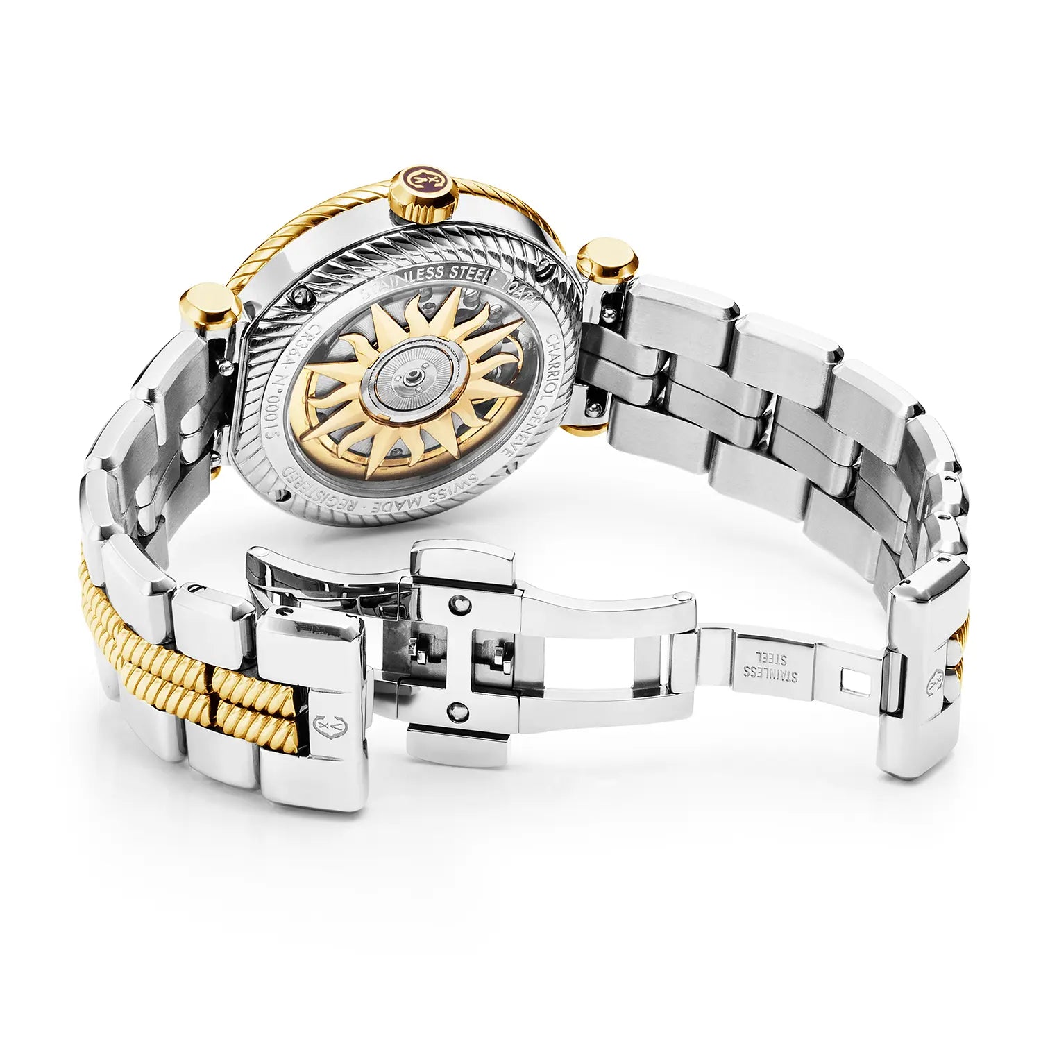 NAVIGATOR SURF, 36MM, CALIBRE AUTOMÁTICO, ESFERA BLANCA, BISEL BLANCO, PULSERA INTERCAMBIABLE ACERO BICOLOR - Charriol Geneve - Relojes