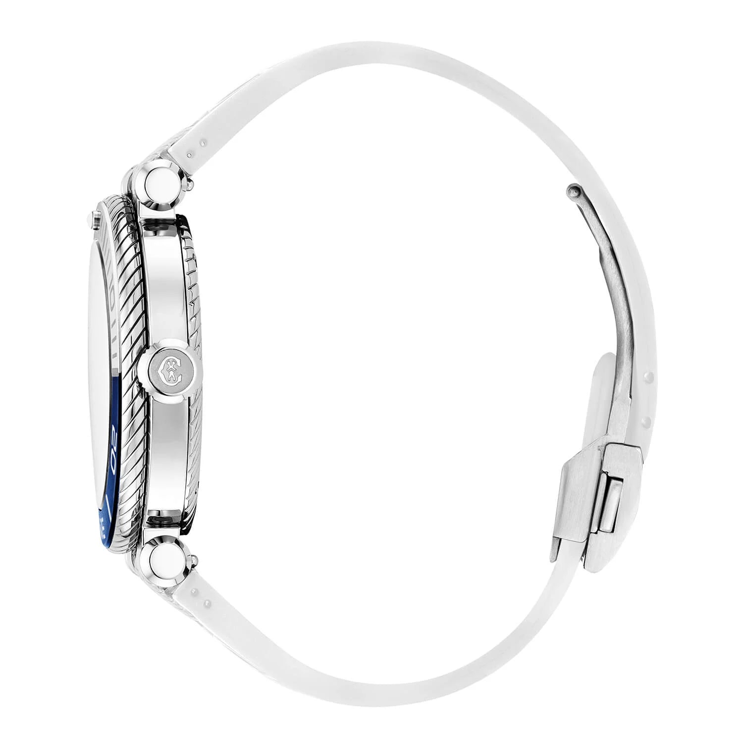 NAVIGATOR SURF, 41MM, CALIBRE AUTOMÁTICO, ESFERA LUMINOVA BLANCA, BISEL AZUL Y BLANCO, PULSERA DE GOMA BLANCA INTERCAMBIABLE - © 2024 Charriol - Relojes