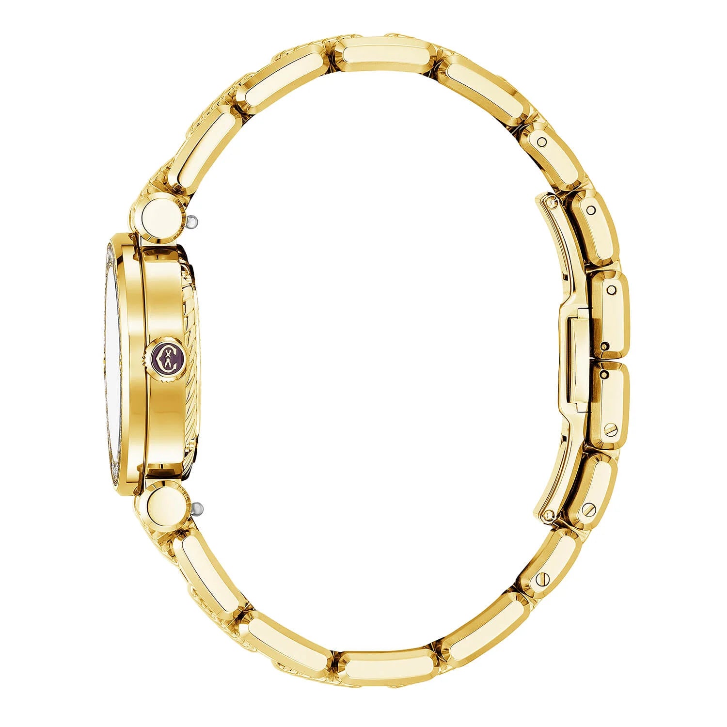 NAVIGATOR CRUISE, 28MM, CALIBRE CUARZO, BLANCO MADRE DE PERLA CON 12 FIGURAS ROMANAS DIAL, ACERO ORO AMARILLO PVD CON 30 DIAMANTES CON 6 ROSQUILLAS BEZEL, METAL ORO AMARILLO PVD PULSERA INTERCAMBIABLE - © 2024 Charriol - Reloj