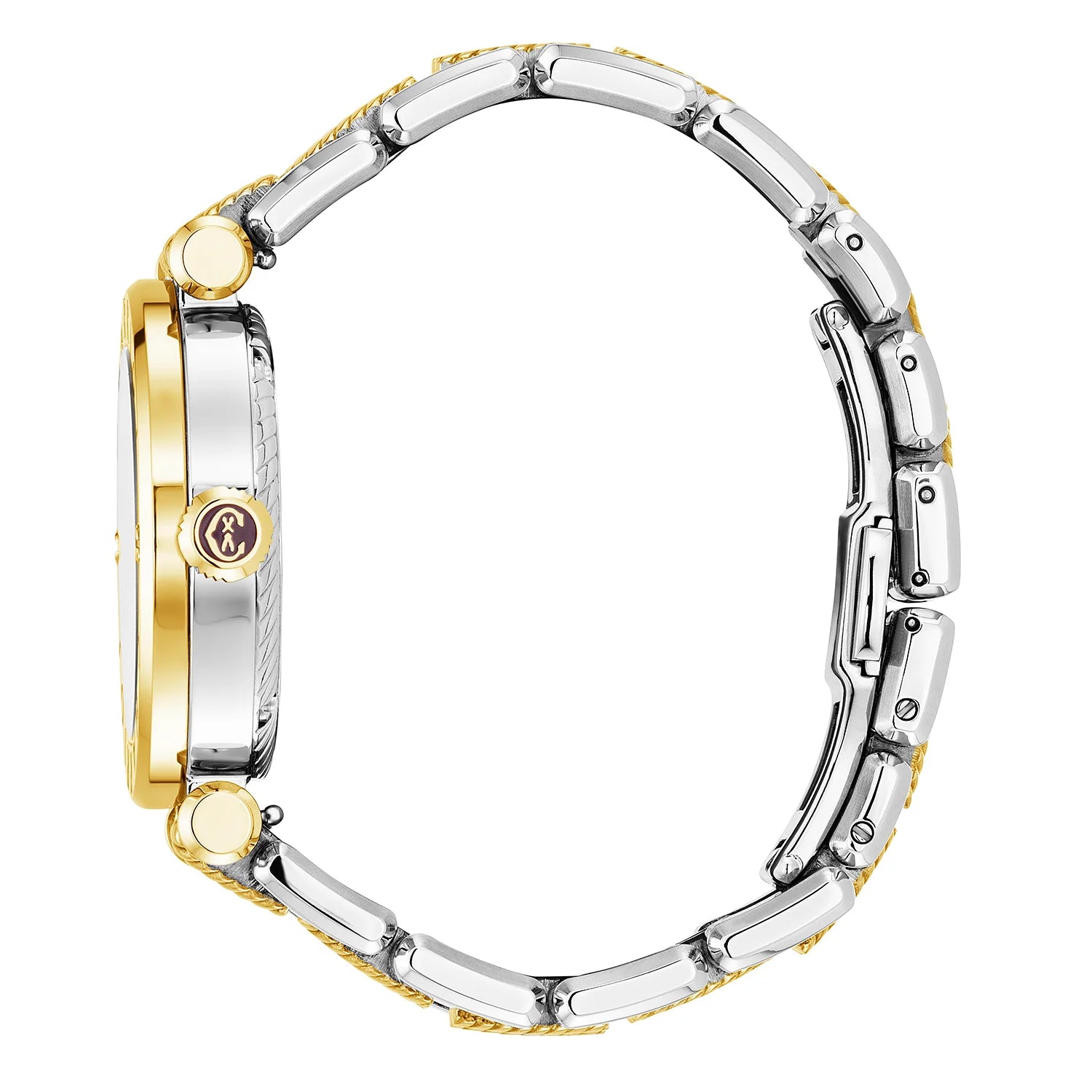 St Tropez Cruise Reloj 36mm Gris claro y brazalete de oro amarillo, bisel de oro amarillo y 2 tornillos y esfera blanca MOP - Charriol Geneve - Relojes