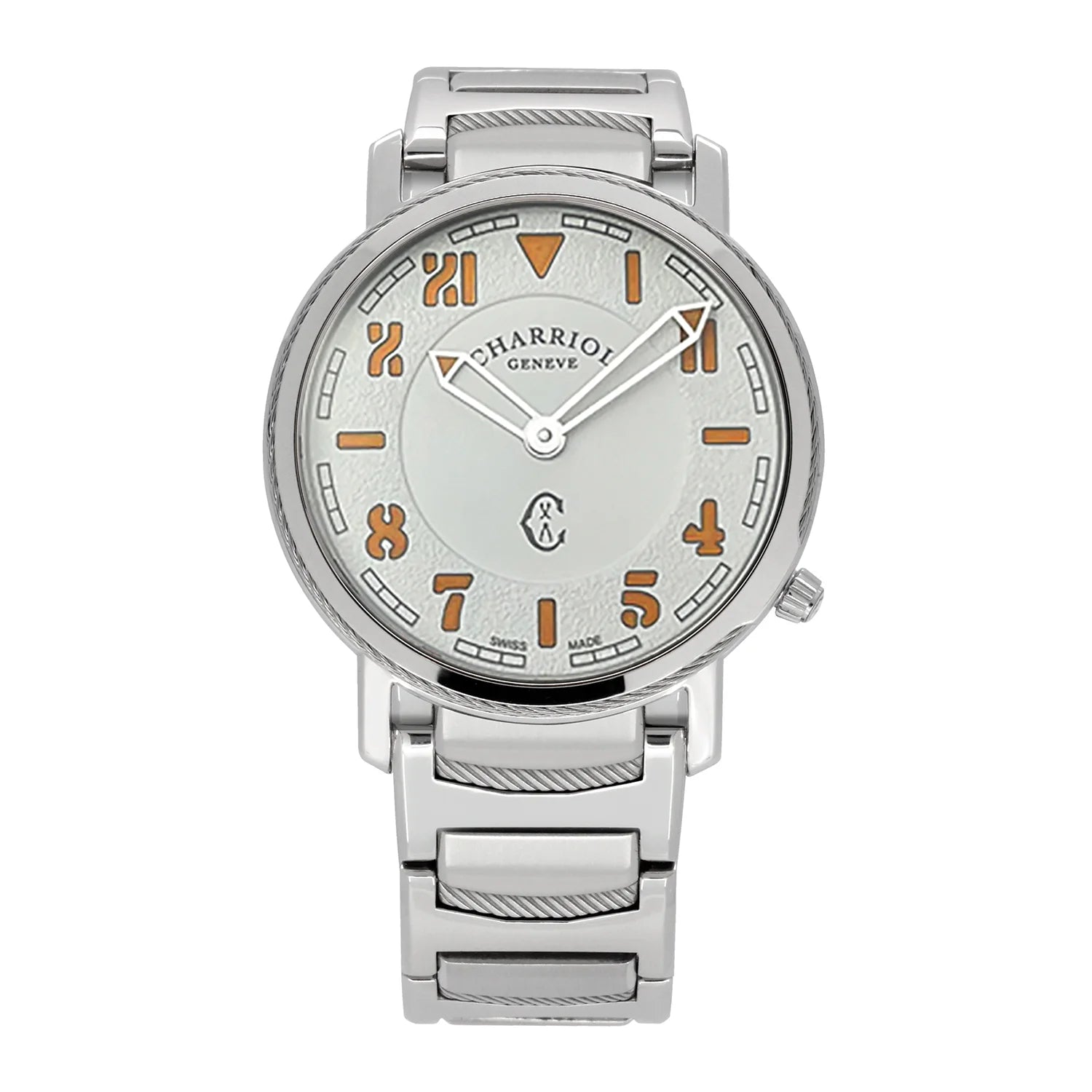 CELTIC LEGACY, 40MM, CALIBRE CUARZO, CALIFORNIA BLANCA DIAL, ACERO BEZEL, ACERO PULSERA - Charriol Geneve - Reloj