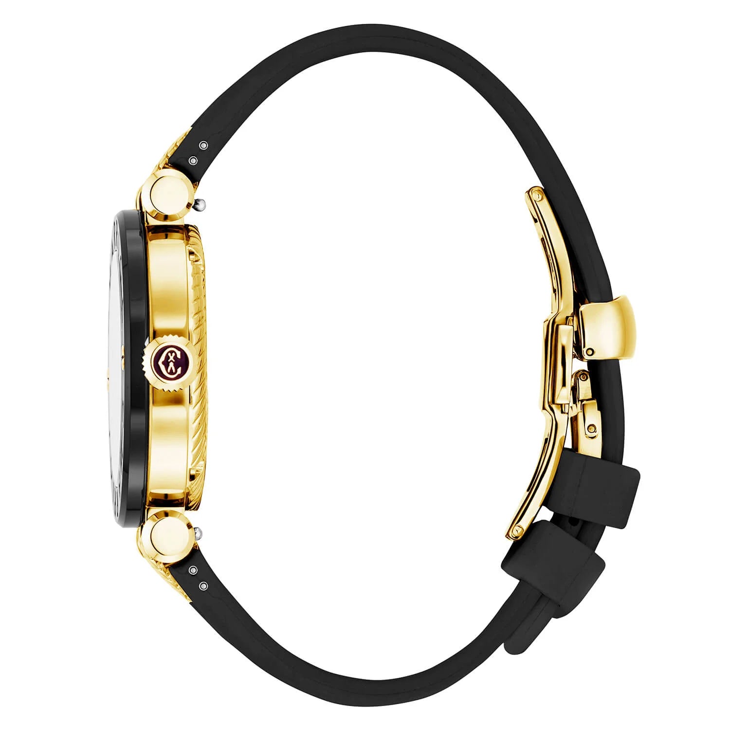 NAVIGATOR CRUISE, 36MM, CALIBRE CUARZO, NEGRO CON DIAL ÁRABE AMARILLO Y 10 ÍNDICES, ACERO PVD NEGRO CON 2 TORNILLOS PVD ORO AMARILLO, PULSERA INTERCAMBIABLE DE GOMA NEGRA CON PVD ORO AMARILLO ADJUNTA - © 2024 Charriol - Watch