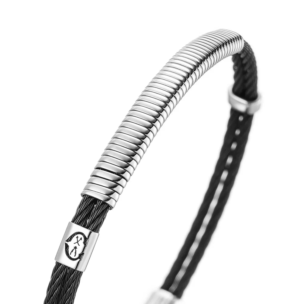 Placa metálica negra y muelle