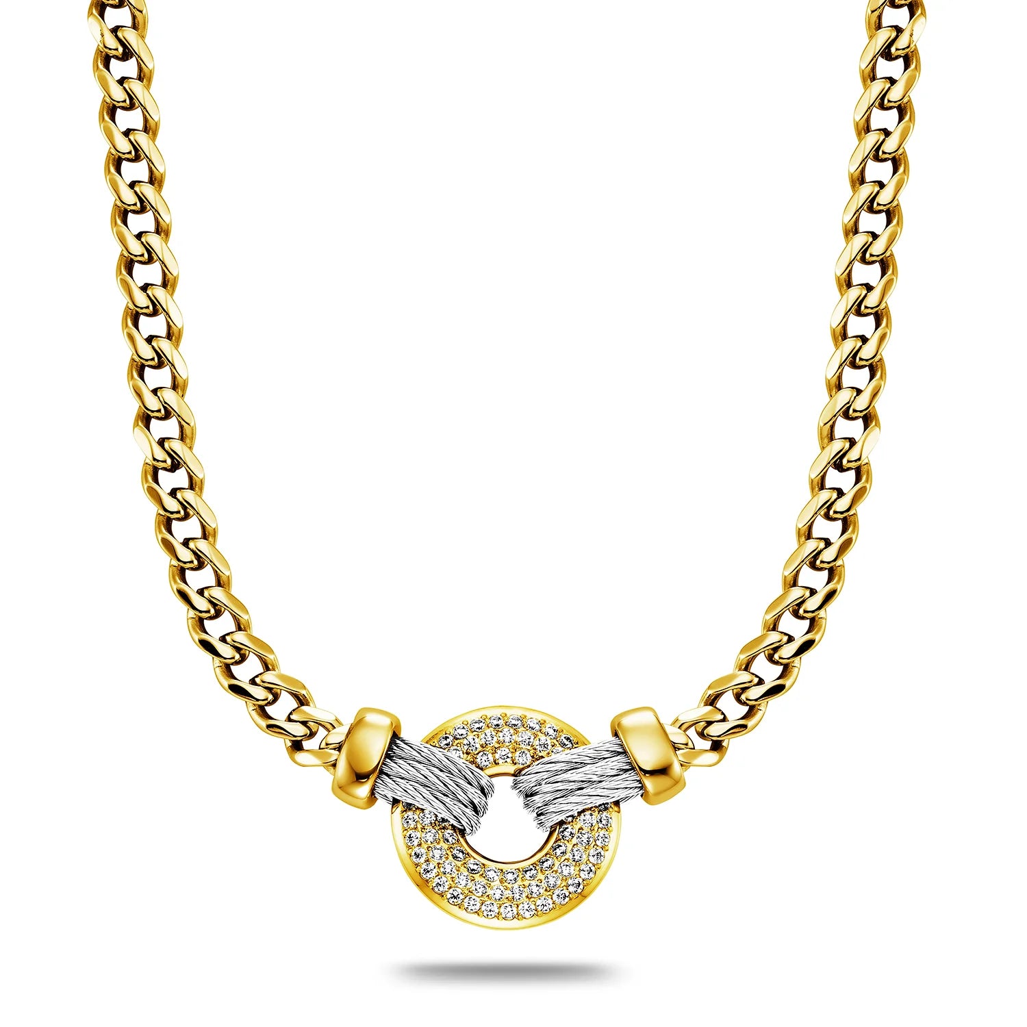 Colgante de acero_73 circonitas