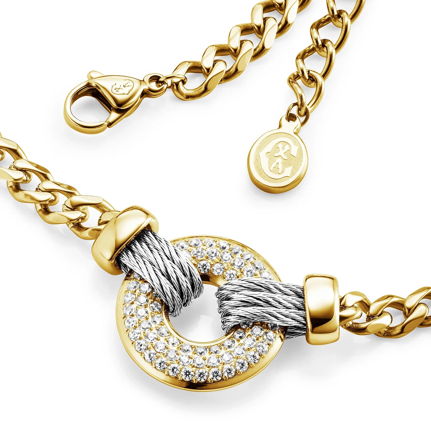 Colgante de acero_73 circonitas