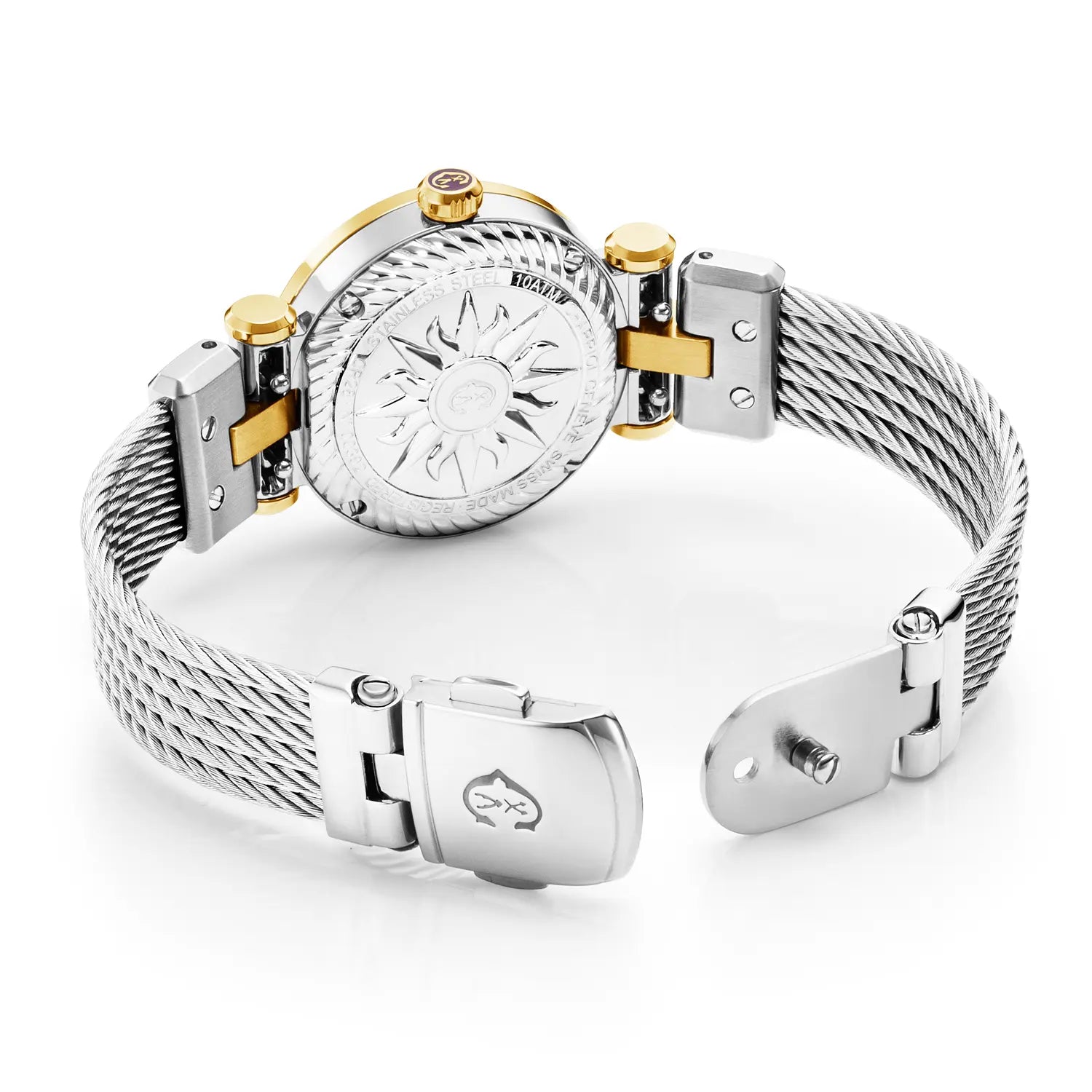 NAVIGATOR CRUISE, 28MM, CALIBRE CUARZO, DIAL DE PERLA MADRE, "CHARRIOL CHARRIOL " BEZEL, CORREA INTERCAMBIABLE CABLE DE ACERO - Charriol Geneve - Reloj