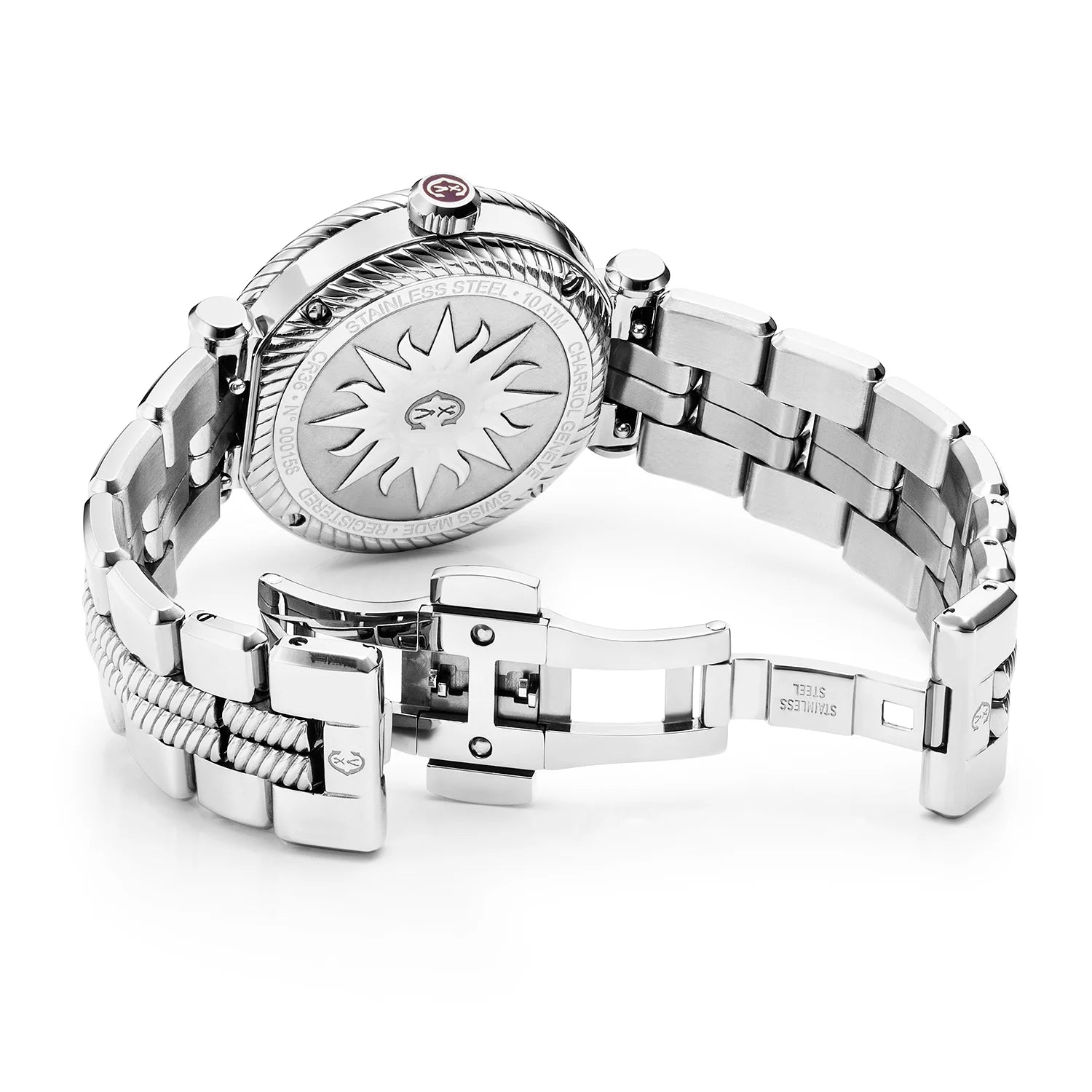 St Tropez Cruise Reloj Automático 36mm Brazalete Gris Claro, Bisel Gris Claro y 2 Tornillos y Esfera Blanca MOP - Charriol Geneve - Relojes