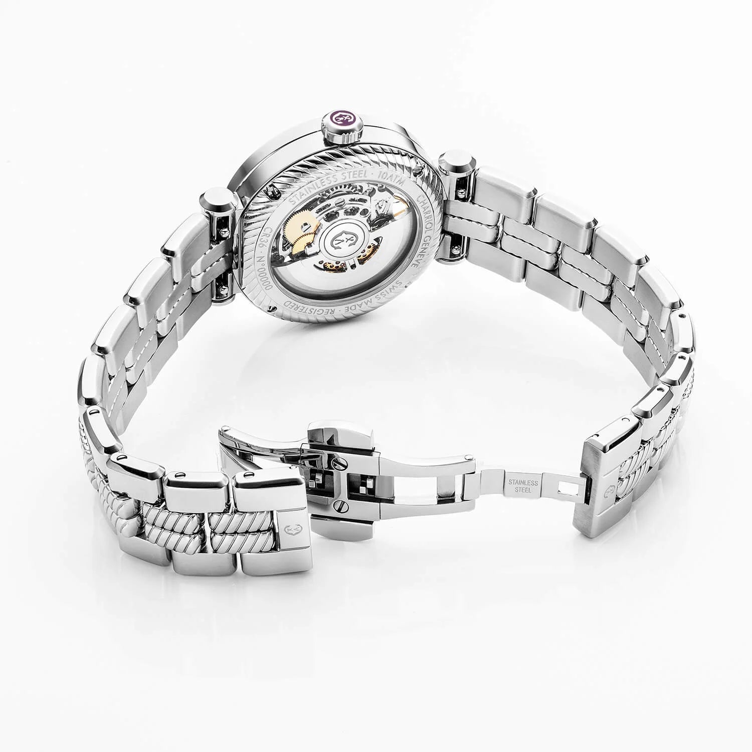 NAVIGATOR CRUISE, 36MM, CALIBRE AUTOMÁTICO DE ESQUELETÓN Charriol , CRISTAL CON 12 DIAMANTES DIAL DE ANILLO INTERIOR, ACERO CON 30 DIAMANTES FULCRO Y 6 DIAMANTES, PULSERA DE METAL INTERCAMBIABLE - © 2024 Charriol - Relojes