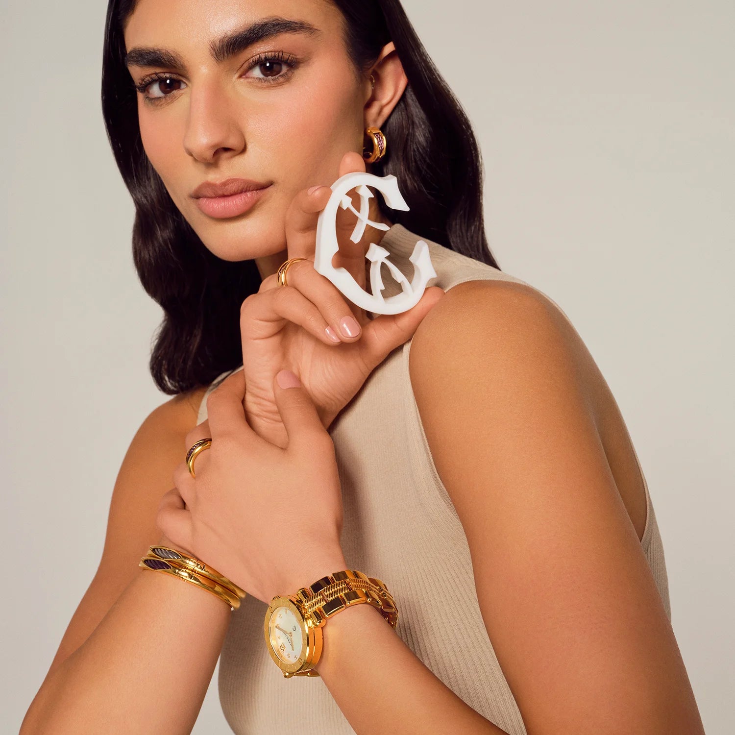 NAVIGATOR CRUISE, 36MM, CALIBRE CUARZO, PERLA MADRE CON 10 DIAMANTES DIAL, "CHARRIOL CHARRIOL " BEZEL, ACERO ORO AMARILLO PVD PULSERA INTERCAMBIABLE - Charriol Geneve - Watch