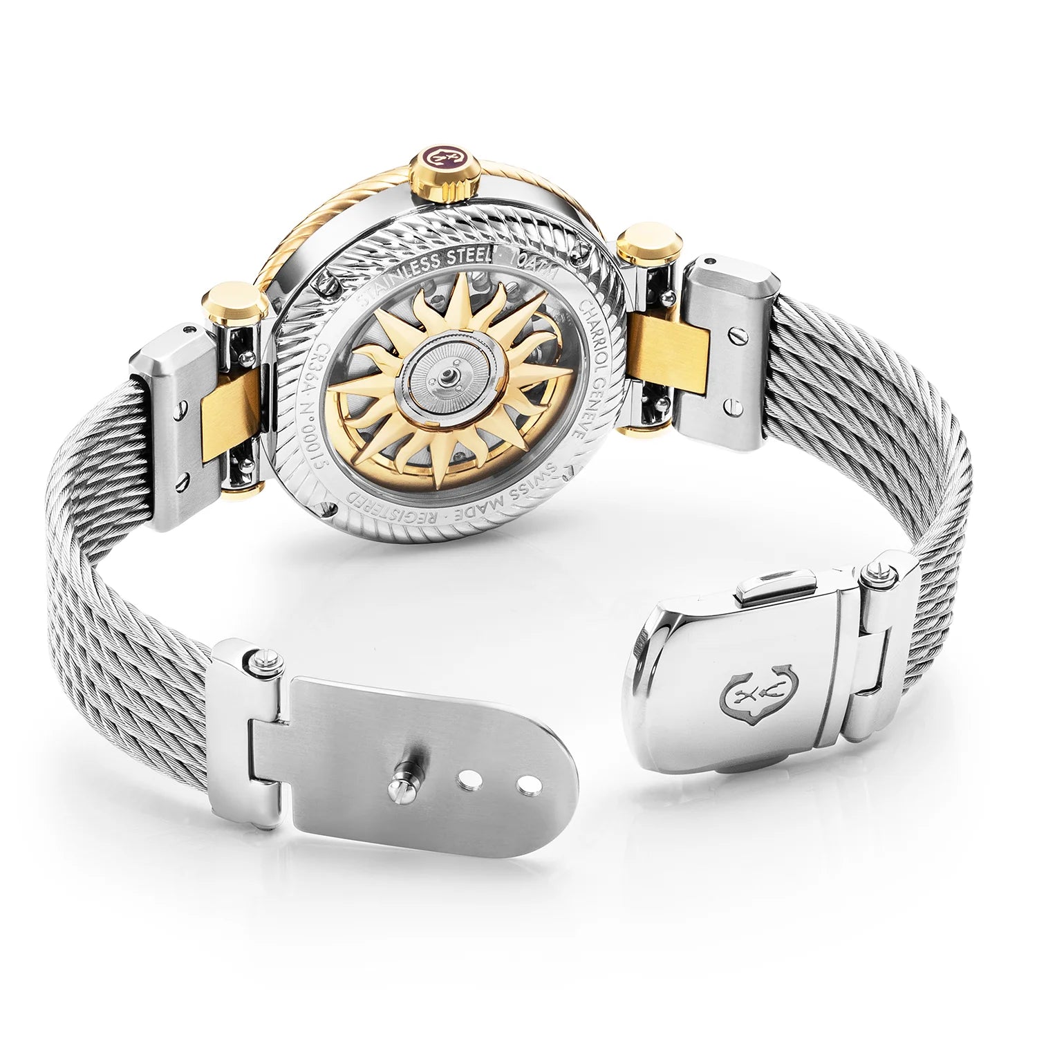 NAVIGATOR SURF, 36MM, CALIBRE AUTOMÁTICO, ESFERA BLANCA, BISEL BLANCO, PULSERA INTERCAMBIABLE CON CABLE DE ACERO - Charriol Geneve - Relojes