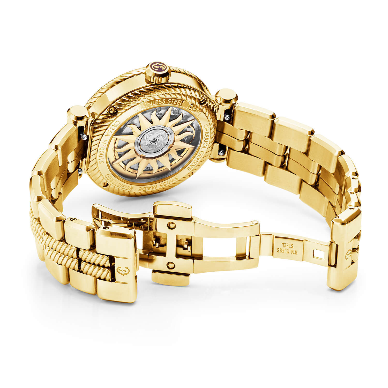 NAVIGATOR SURF, 36MM, CALIBRE AUTOMÁTICO, ESFERA BLANCA, BISEL BLANCO, PVD ORO AMARILLO PULSERA INTERCAMBIABLE - Charriol Geneve - Relojes