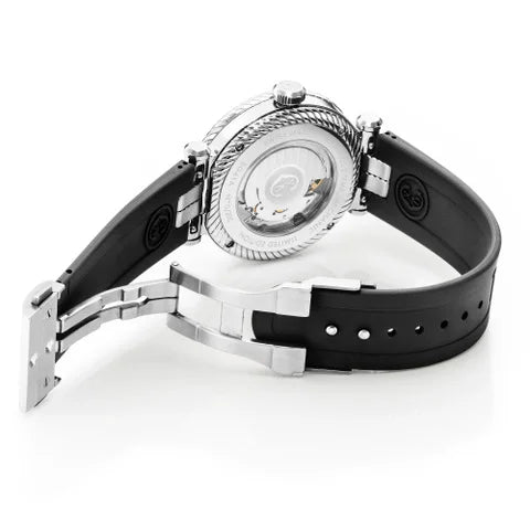 NAVIGATOR SURF GMT, 41MM, CALIBRE AUTOMÁTICO, ESFERA NEGRA, BISEL DE 6 TORNILLOS, PULSERA INTERCAMBIABLE DE GOMA NEGRA, Edición Limitada x @time_mechanic - Charriol Geneve - Relojes