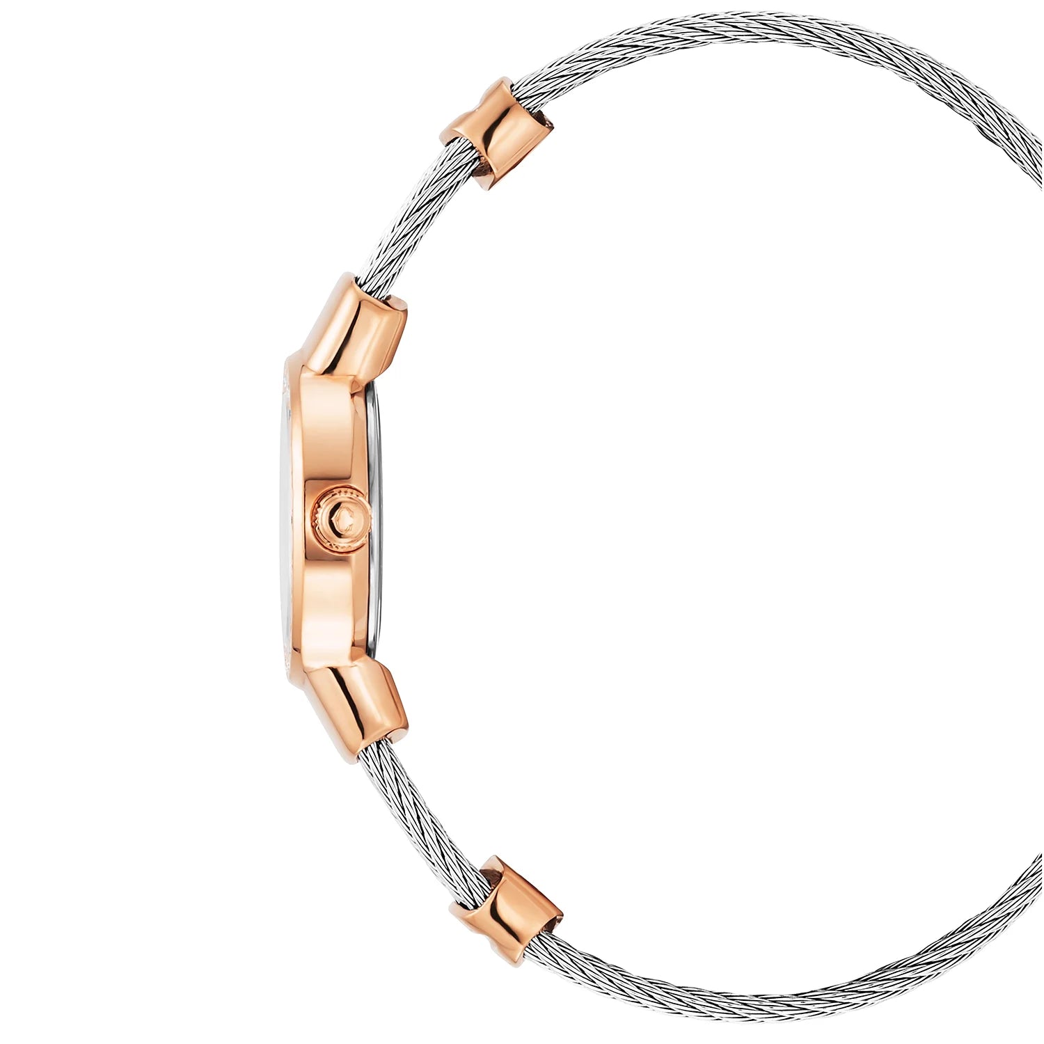 ST TROPEZ, 20MM, CALIBRE CUARZO, DIAL DE PERLA MADRE, PVD ORO ROSA CON 24 DIAMANTES, PULSERA DE CABLE DE ACERO - Charriol Geneve - Watch