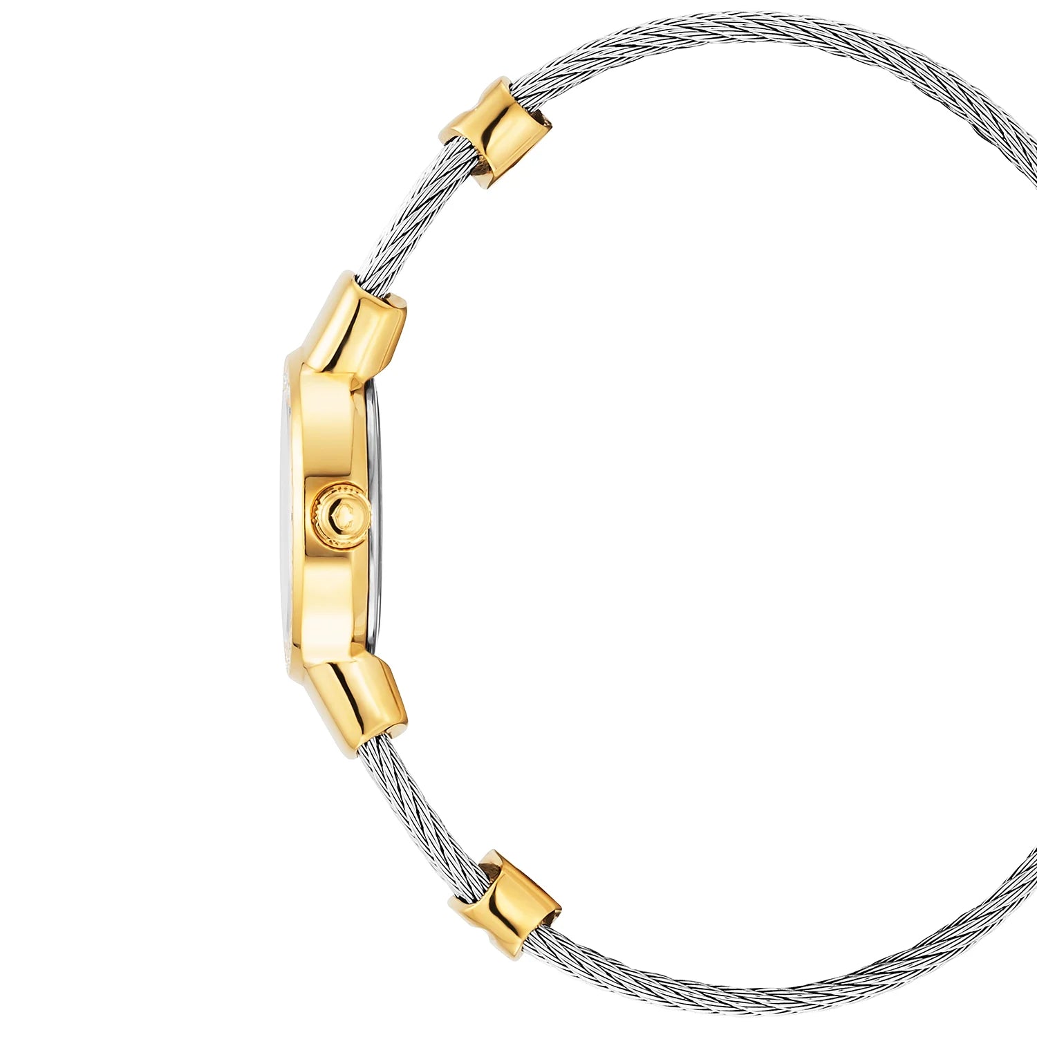 ST TROPEZ, 20MM, CALIBRE CUARZO, ESFERA DE PERLA MADRE, PVD ORO AMARILLO CON 24 DIAMANTES, PULSERA DE CABLE DE ACERO - Charriol Geneve - Watch