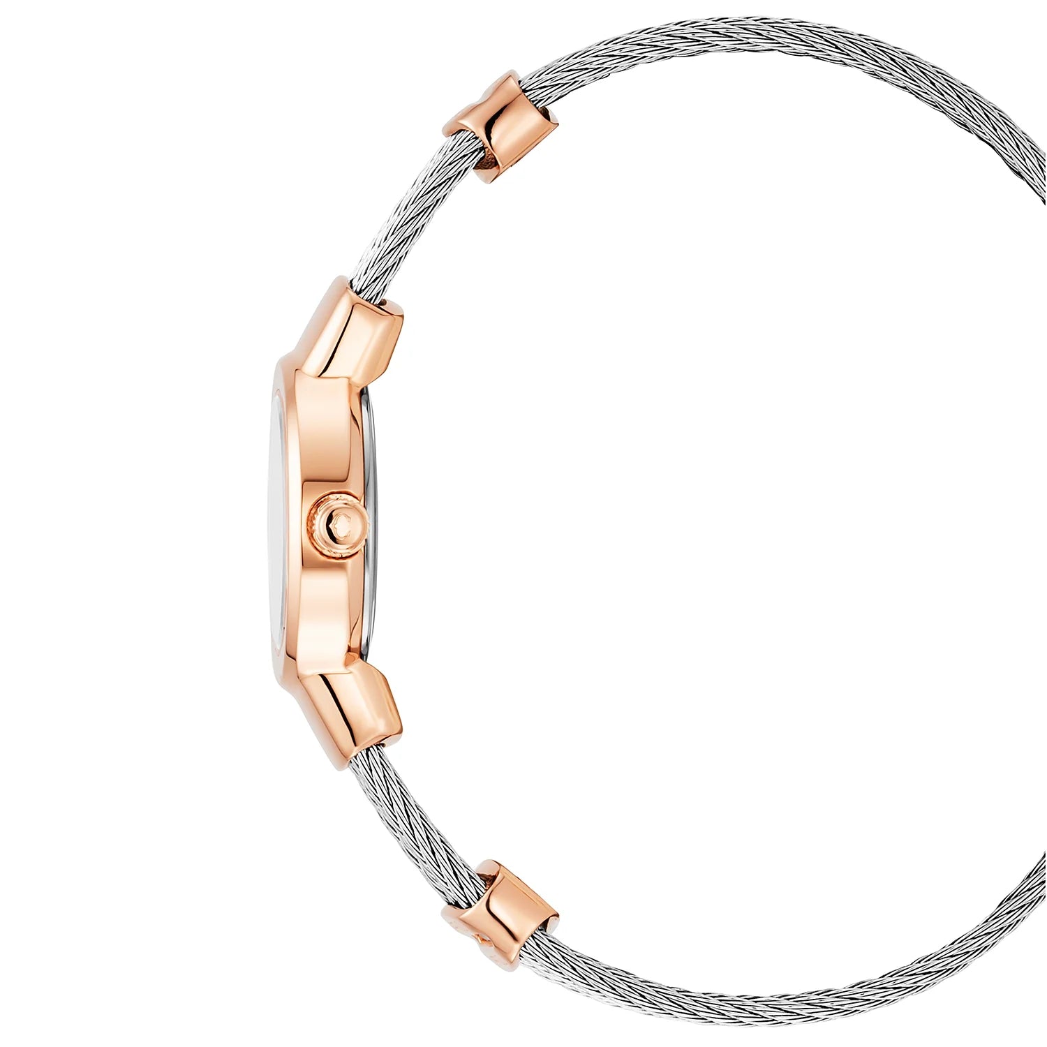 ST TROPEZ, 20MM, CUARZO CALIBRE, PERLA MADRE CON 11 DIAMANTES DIAL, ACERO ORO ROSA PVD BEZEL, ACERO CABLE PULSERA - Charriol Geneve - Watch