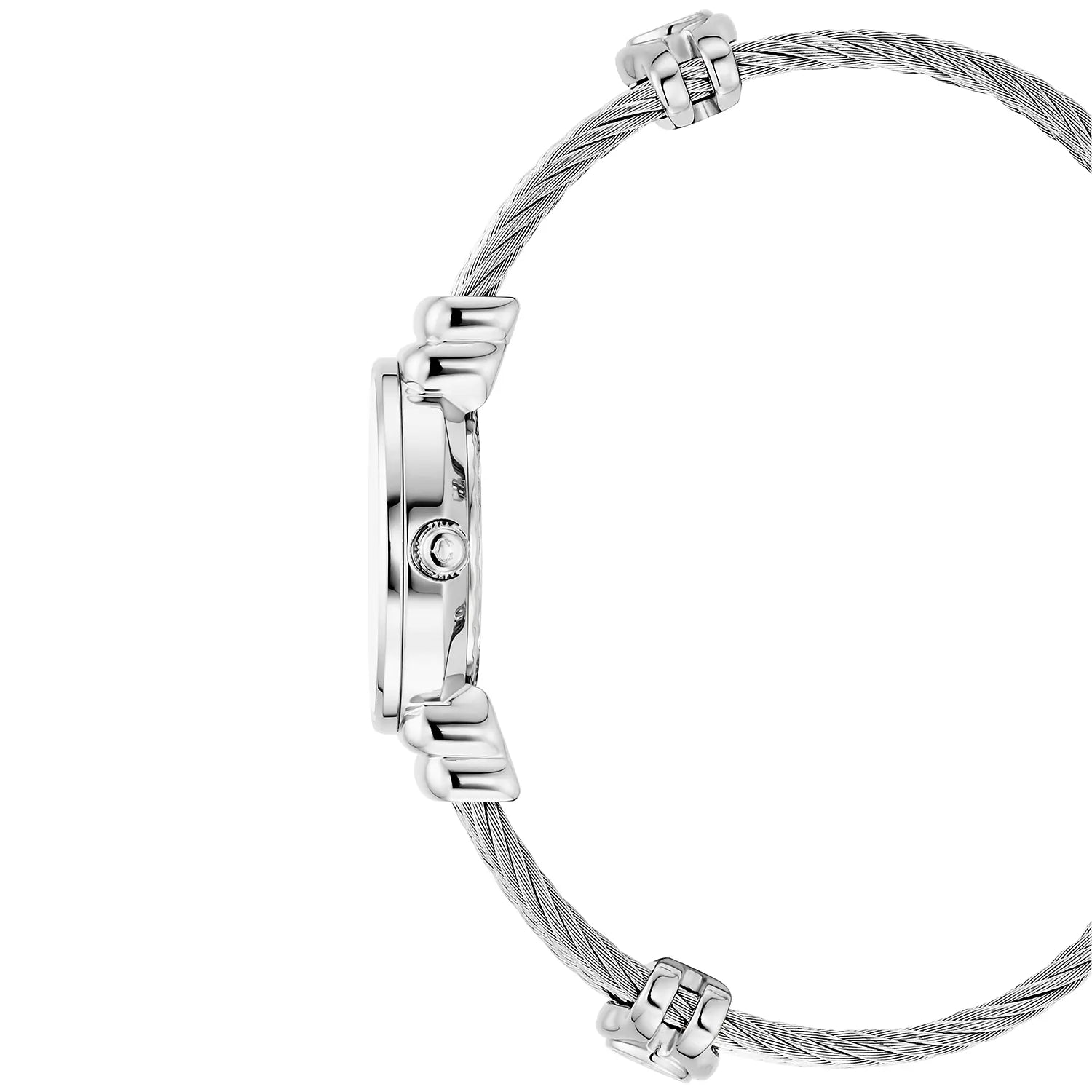 St Tropez Reloj Icon 24.5mm Acero Inoxidable, Cable Acero, Bisel 8 Diamantes y Esfera Blanca MOP - Charriol Geneve - Relojes