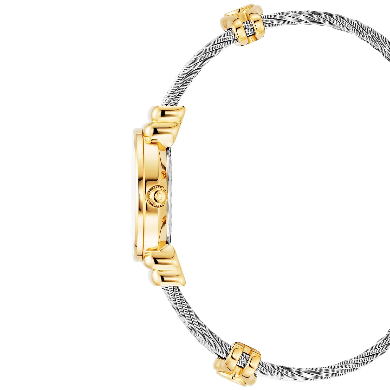 St Tropez Reloj Icon 24.5mm PVD Oro Amarillo, Cable Acero, Bisel 8 Diamantes y Esfera MOP Blanca - Charriol Geneve - Relojes