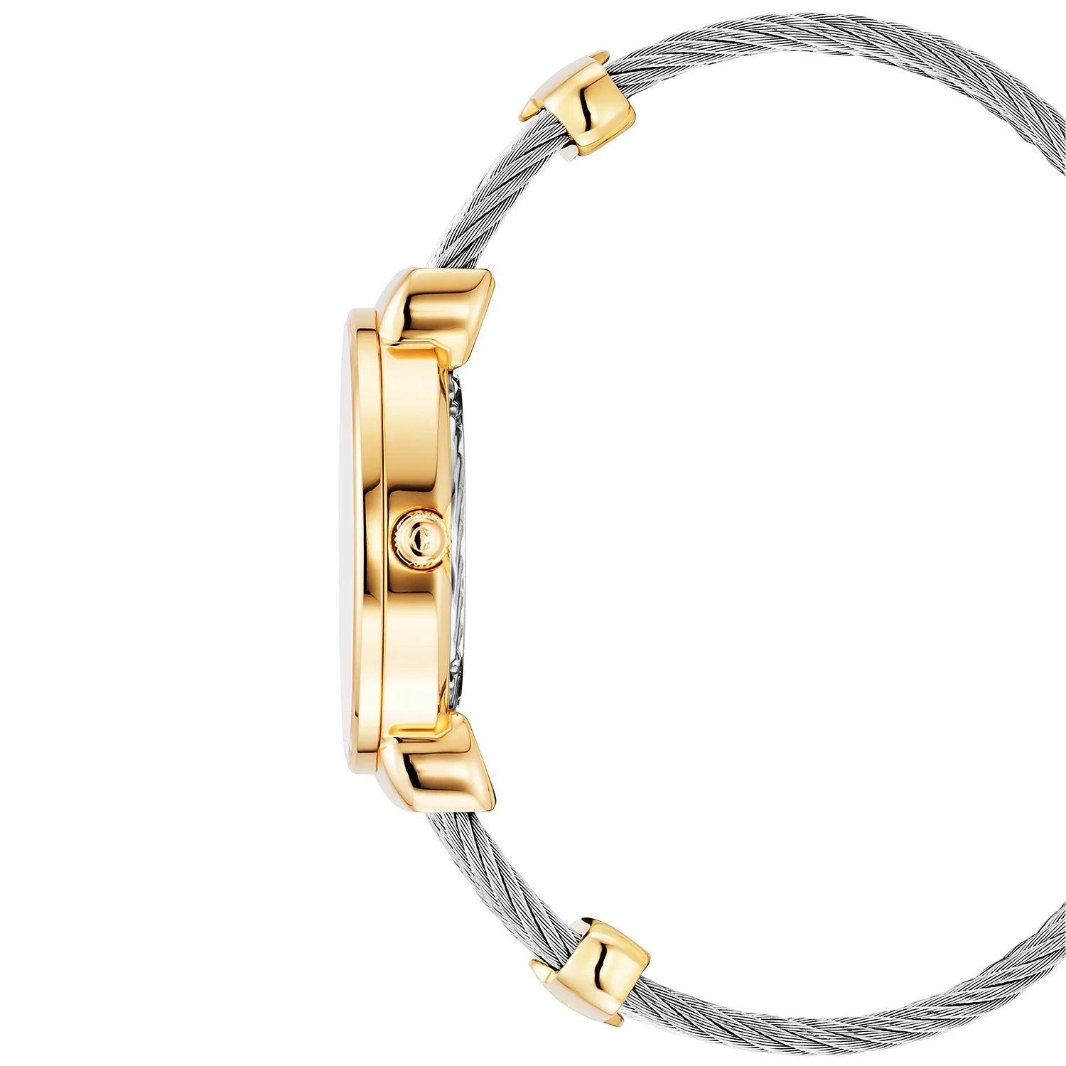 ST TROPEZ ICON, 30MM, QUARTZ CALIBRE, MOTHER-OF-PEARL WITH 11 DIAMONDS DIAL, STEEL YELLOW GOLD PVD "CHARRIOL CHARRIOL" BEZEL, STEEL CABLE BRACELET & YELLOW GOLD PVD DECORS - ©2026 Philippe Charriol International Ltd. -  Watch