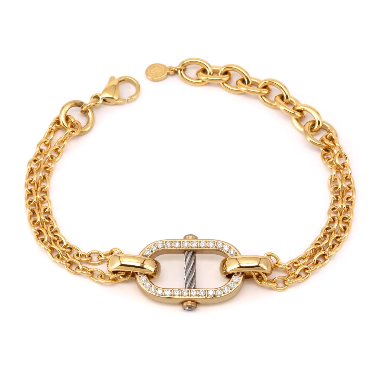 Steel_Yellow Gold Link with 34 Zirconias